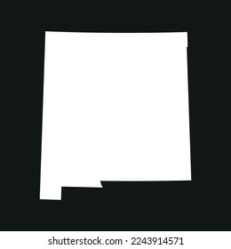 Map of the New Mexico state in white color isolated on black background. Vector illustration