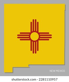 Map of New Mexico USA federal state with flag inside. Highly detailed map of New Mexico American state territory borders in federal flag colors realistic vector illustration