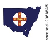 Map of New South Wales state with its official flag. Vector illustration