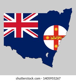 map of New South Wales is a state Australia with flag. Vector Illustration
