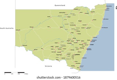Map of New South Wales state in Australia