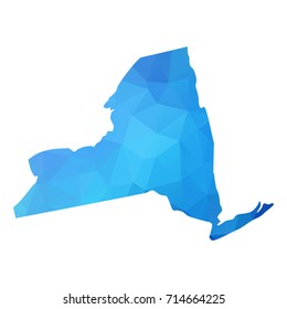 Map of New York - Blue Geometric Rumpled Triangular , Polygonal Design For Your . Vector illustration eps 10.