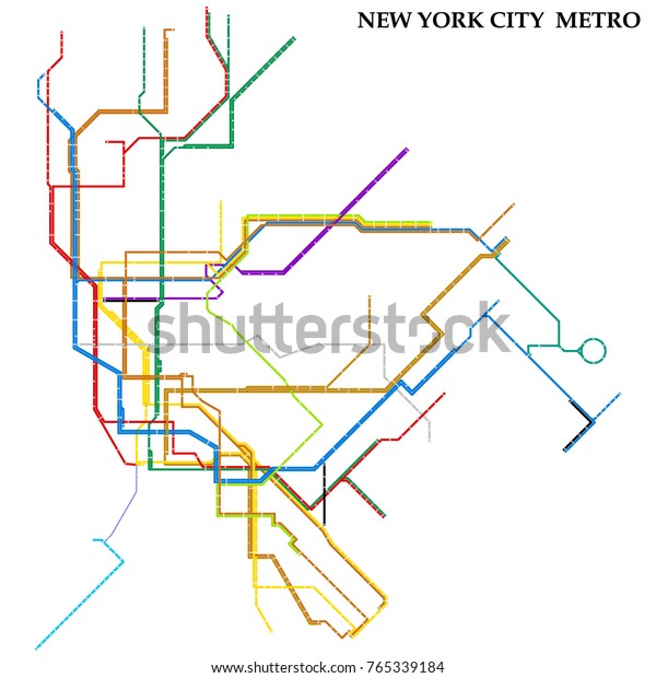Map New York City Metro Subway Stock Vector Royalty Free 765339184