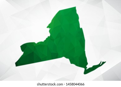 Map of New York - Green Geometric Rumpled Triangular , Polygonal Design For Your . Vector illustration eps 10