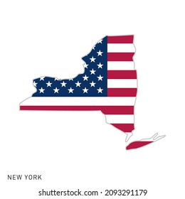 Mapa de Nueva York con la plantilla de diseño de ilustraciones vectoriales de la bandera de los Estados Unidos.