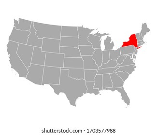 Map of New York in USA on white
