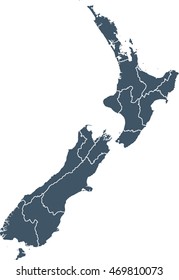 New Zealand Map States Grey Stock Vector (Royalty Free) 454056481