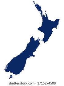 Map of New Zealand in blue colour