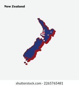 Map of New Zealand flag shape. Vector illustration. Eps 10