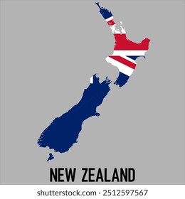 map of New Zealand with flag, vector illustration