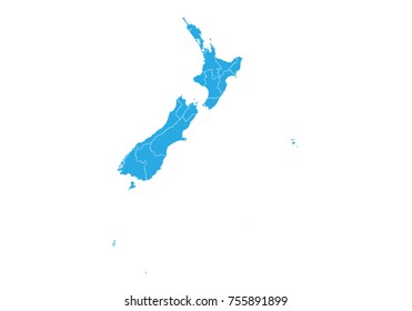 Map of new Zealand. High detailed vector map - new Zealand.