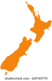 Map New Zealand Isolated On White Stock Vector (Royalty Free) 629769770 ...