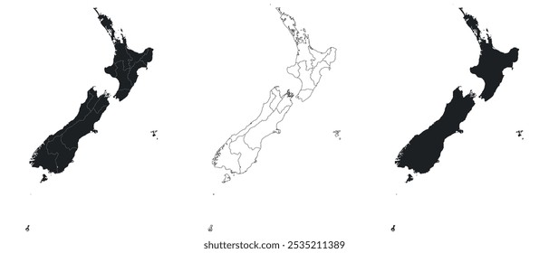 Map of New Zealand isolated white background 