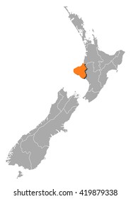 Map - New Zealand, Manawatu-Wanganui