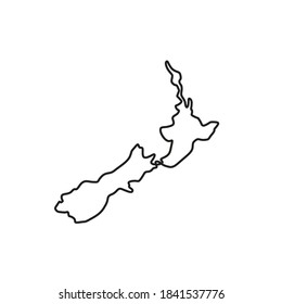 Map of New Zealand Showing North Island and South Island Continuous Line Drawing