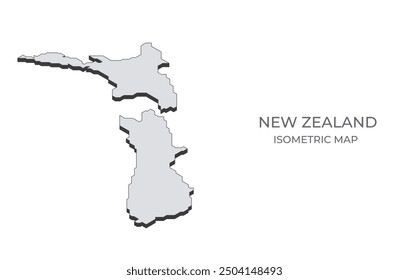 Map of the New Zealand in simple isometric form. Illustration of isometric map of the country.