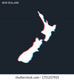 Map of New Zealand Vector Design Template On Dark Background.