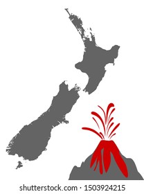 Map of New Zealand with volcano 