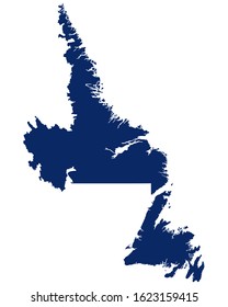 Map of Newfoundland and Labrador in blue colour