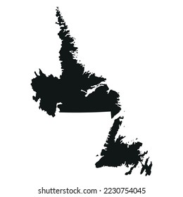 The map of the Newfoundland and Labrador province in black color isolated on white background. Vector illustration