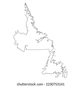 Map of the Newfoundland and Labrador province of Canada in white color isolated on white background. Vector illustration