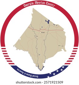 Map of Newton County in Georgia, USA arranged in a circle.