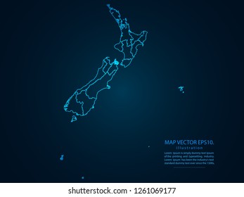 Map of newZealand,Abstract mash line and point scales on dark background for your web site design map logo, app, ui,Travel. Vector illustration eps 10.