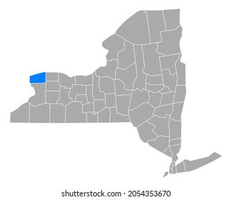 Map of Niagara in New York on white