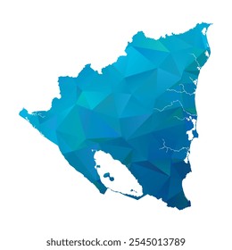 Map of Nicaragua - Blue Polygonal Design For Your. Vector illustration eps 10.