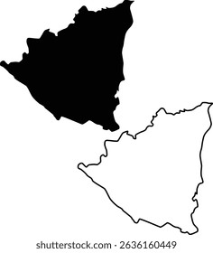 Mapa de Nicaragua North American Country Silhueta Plano e Contorno Design