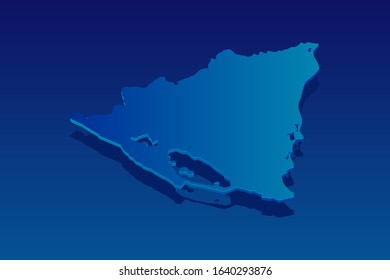 map of Nicaragua on blue background. Vector modern isometric concept greeting Card illustration eps 10.