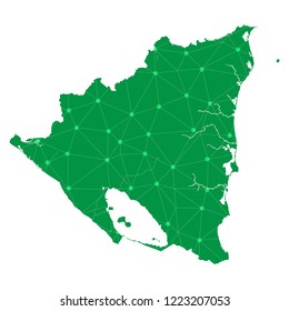 Map of Nicaragua from Polygonal wire frame low poly mesh,Nicaragua map Vector Illustration EPS10.
