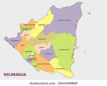 Map of Nicaragua Regions and Administrative Divisions