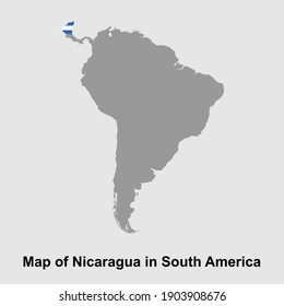 Mapa de Nicaragua en Sudamérica, ilustración vectorial aislada