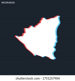 Map of Nicaragua Vector Design Template On Dark Background.