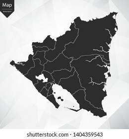 Map of Nicaragua , Vector illustration eps 10 on White Polygon Background.