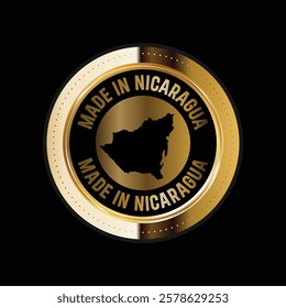 Map of Nicaragua. Vector illustration. Logo, Icon, and Symbol. Nicaragua map gold seal. 