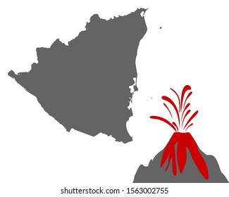 Map of Nicaragua with volcano 