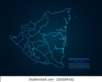 Map of nicaragua,Abstract mash line and point scales on dark background for your web site design map logo, app, ui,Travel. Vector illustration eps 10.