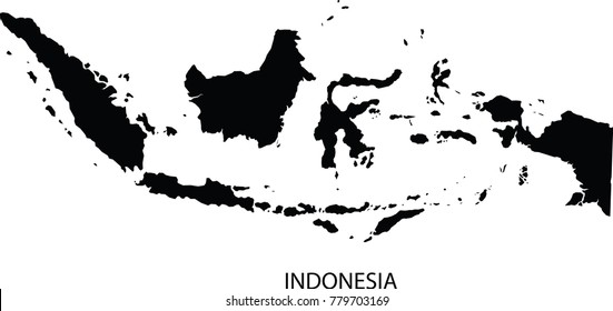 Map of Nidonesia vector black on white background