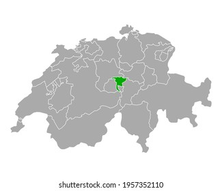 Map of Nidwalden in Switzerland on white