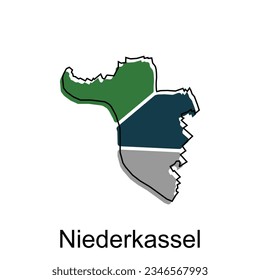 Map of Niederkassel geometric colorful illustration design template, Germany country map on white background vector