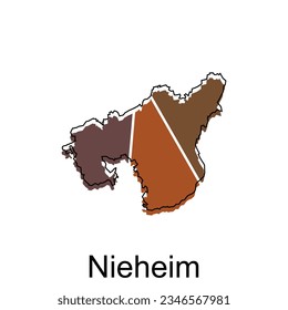 Map of Nieheim geometric colorful illustration design template, Germany country map on white background vector
