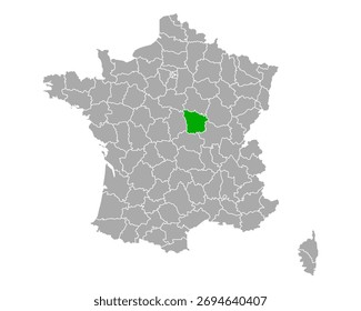 Mapa de Nievre en Francia en blanco