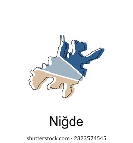 Map of Nigde Province of Turkey, World Map International vector template with outline graphic sketch style isolated on white background