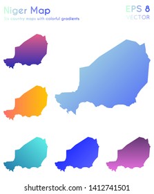 Map of Niger with beautiful gradients. Alluring set of country maps. Dazzling vector illustration.