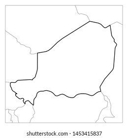 Map of Niger black thick outline highlighted with neighbor countries.