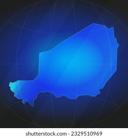 Mapa de Níger en color azul. Plantilla para sitio web, informe anual, noticias, infografías. Ilustración vectorial 