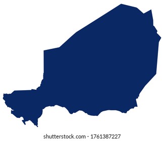 Map of Niger in blue colour