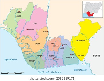 Map of the Niger Delta in Nigeria